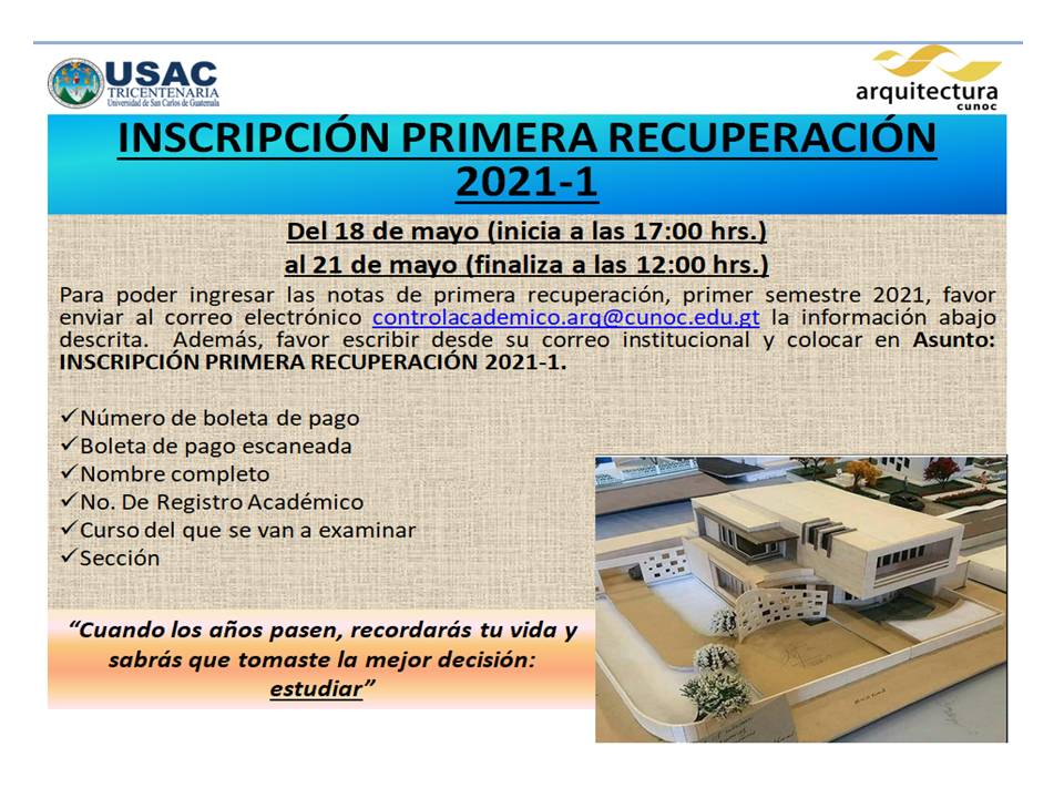 Inscripción Examen 1a. Recuperación 2021-1